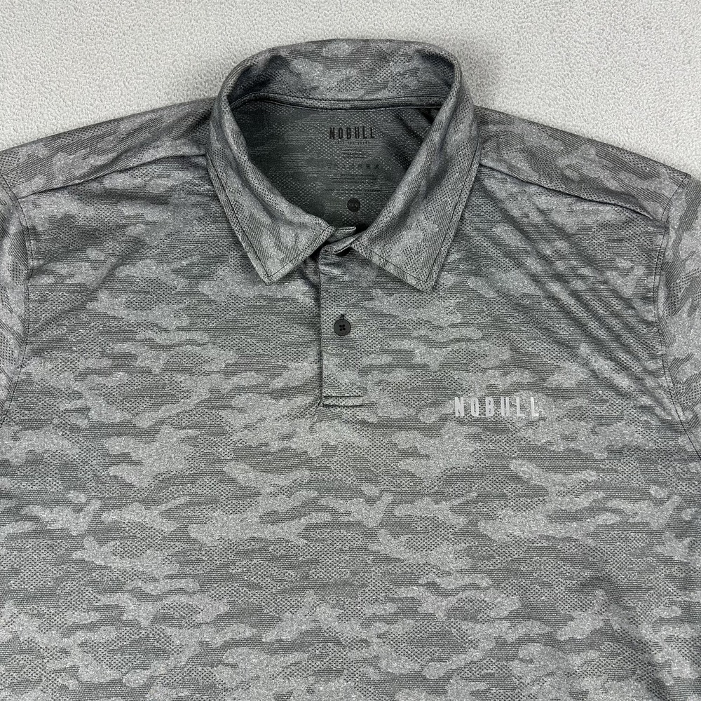 NOBULL Polo‎ Shirt Mens 3XL Gray Camo Athletic Performance Golf Short Sleeve